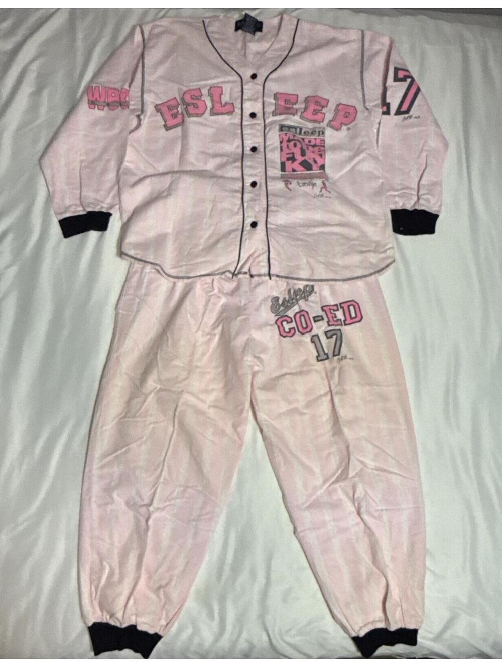 Vintage Esleep Pajamas Baseball 1990’s Extremely Rare XL CO-ED Fun Sleep Wear